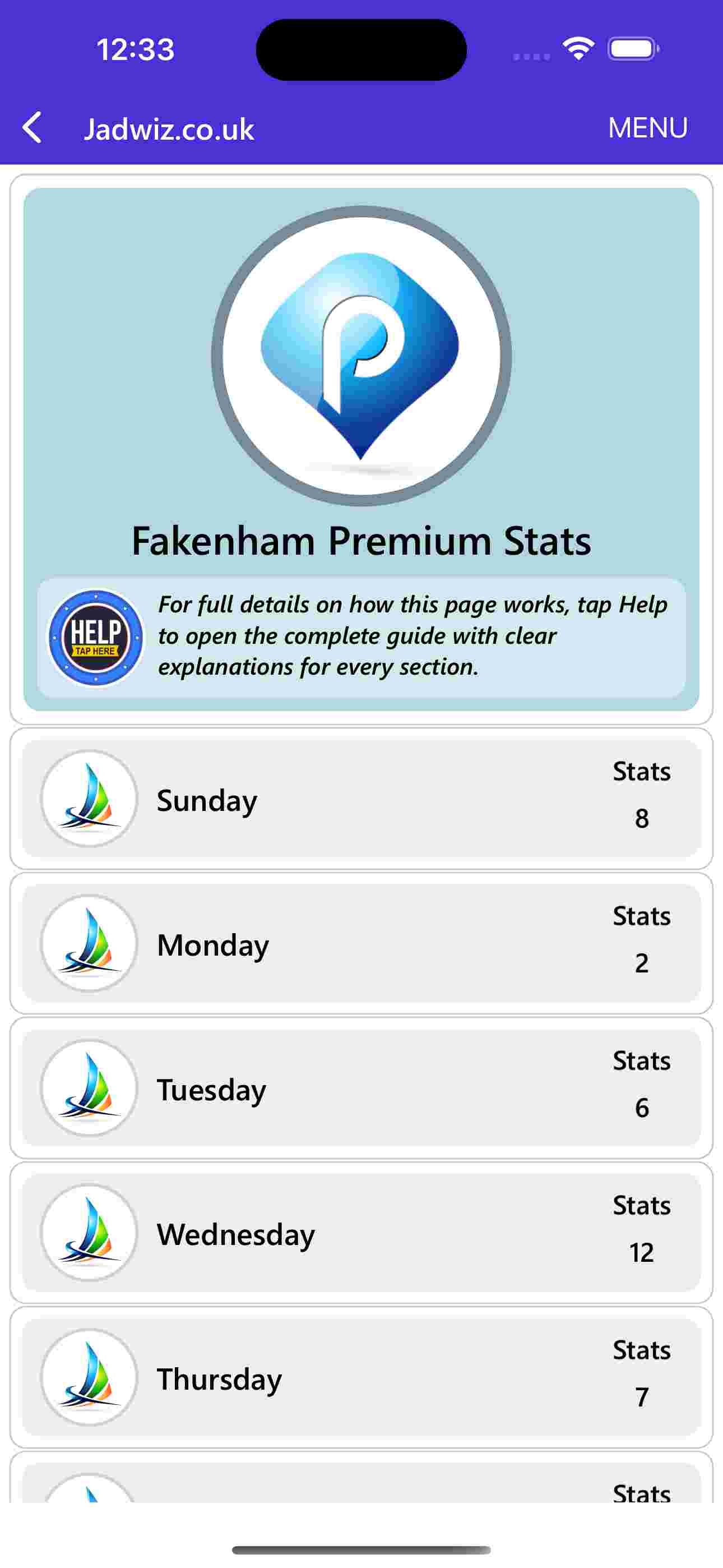 Premium Stats list screenshot