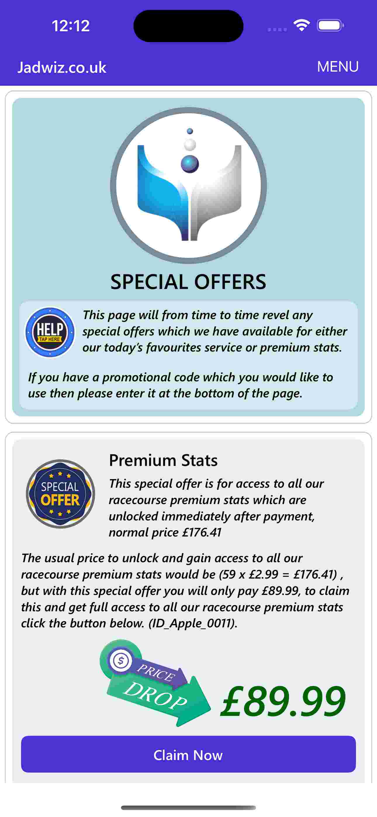 Special offers screenshot